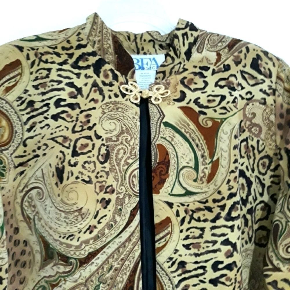 Vintage BFA Classic Plus Paisley Animal Print Long Sleeve Open Blazer Si… - Picture 3 of 15